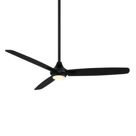 WAC Blitzen 3-Blade Smart Ceiling Fan 54in Matte Black with 3000K LED Light Kit and Remote Control F-060